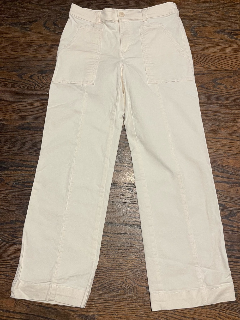 LOFT casual women’s Cream Wide-Leg Ankle Pants size 4 82% cotton - Picture 7 of 12